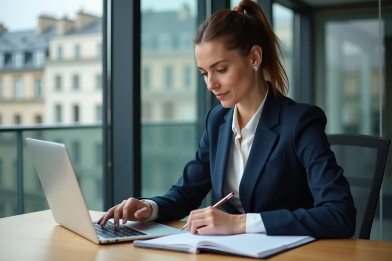 Femme d'affaires en bureau moderne à Paris