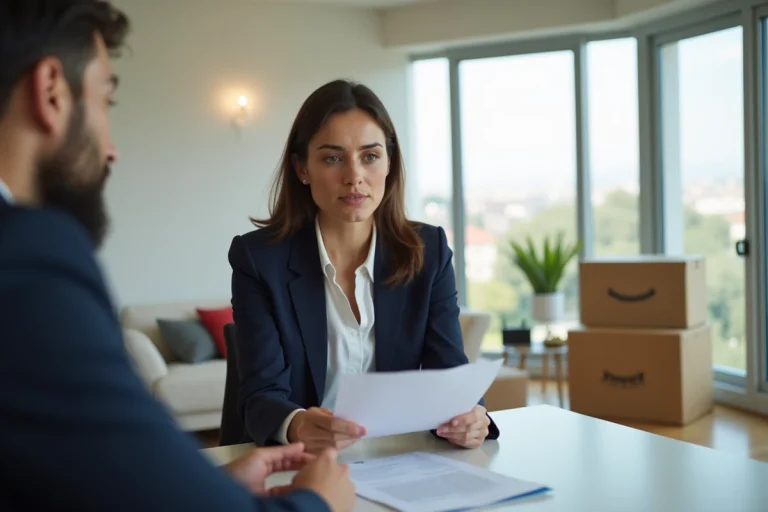 Femme d affaires examinant des papiers dans un appartement lyonnais