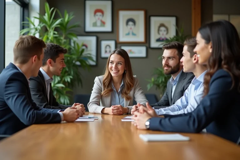 Groupe de jeunes professionnels en réunion de travail