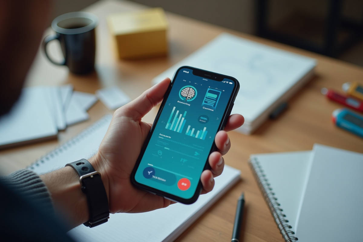 Main tenant smartphone avec application d